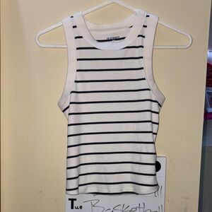 Old Navy Women's Black and White Striped Tank Top